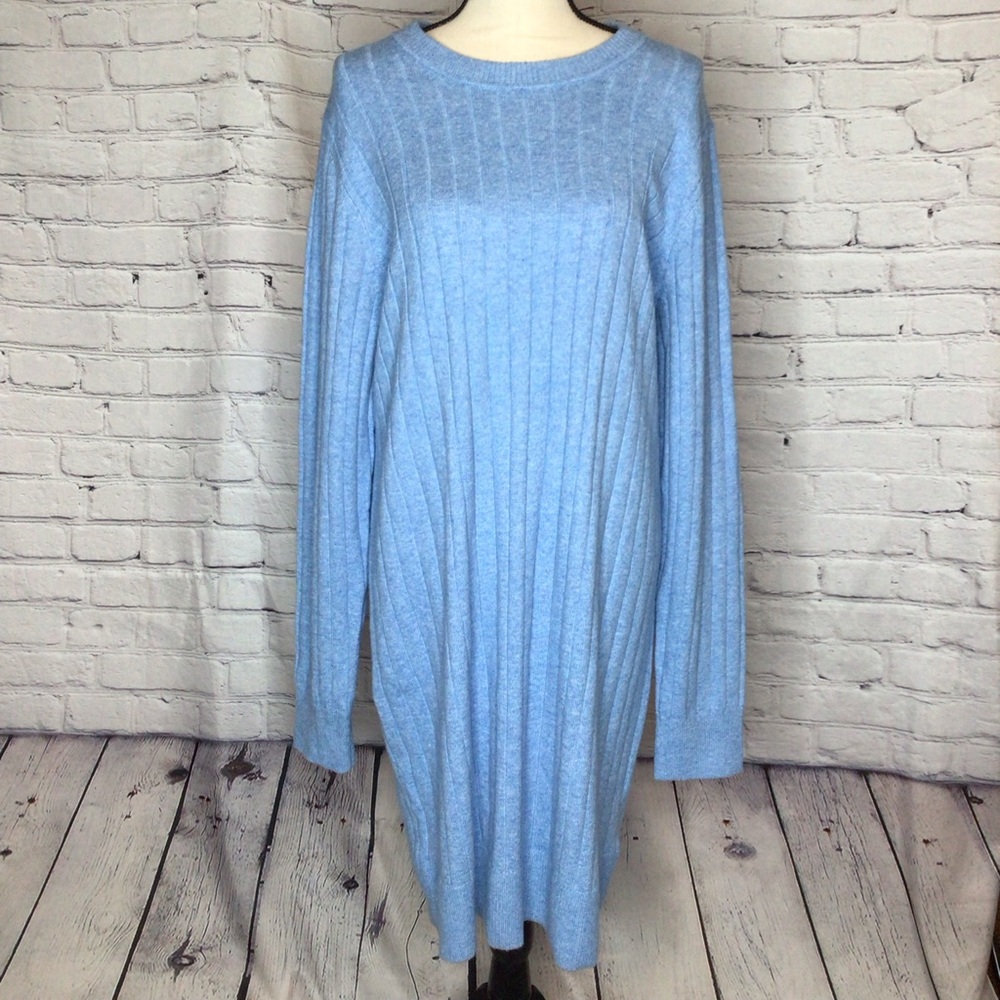 GAP Blue Melange Long Sleeve Crewneck Sweater Dress XL Tall